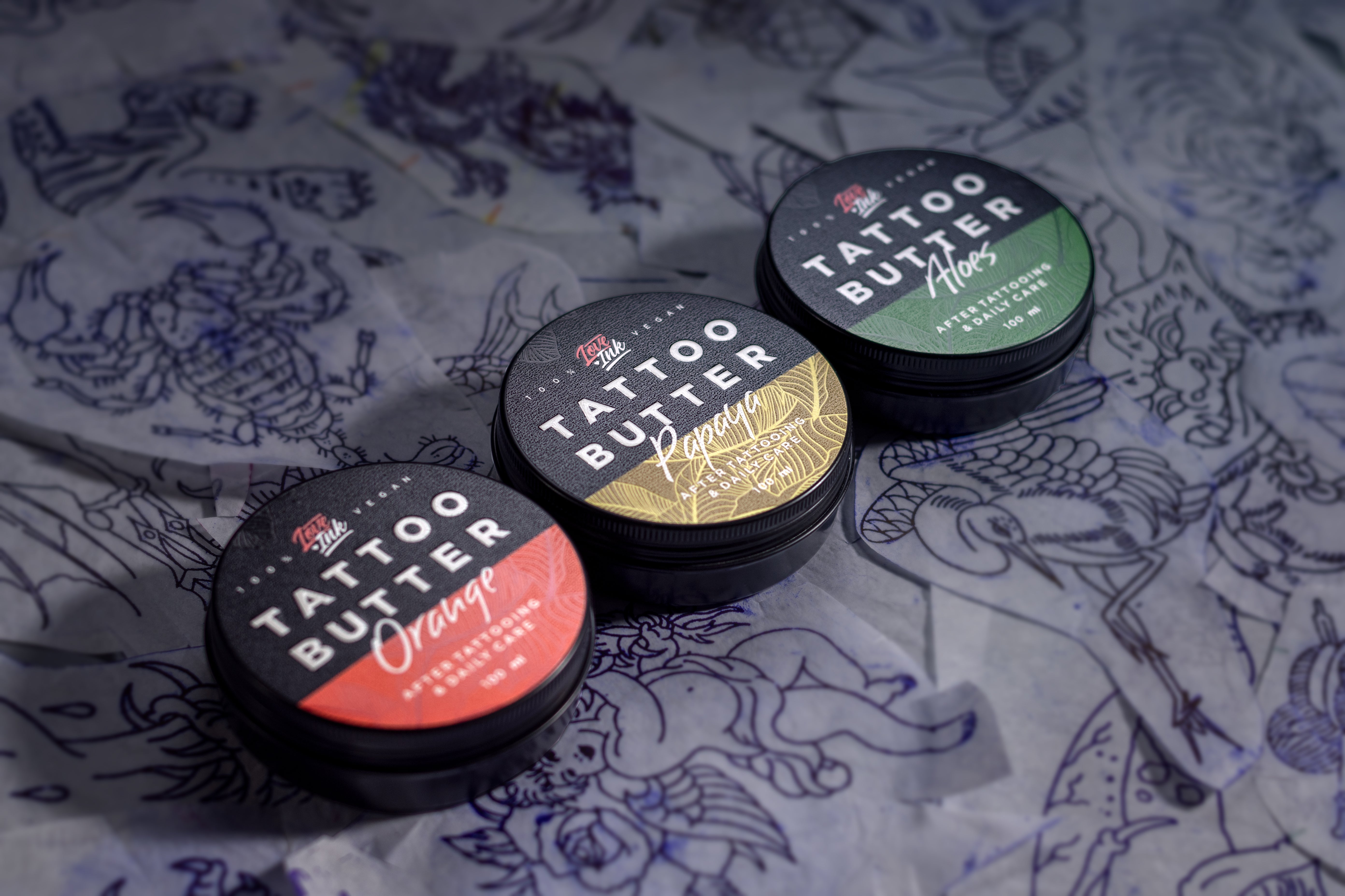 Zestaw 3 x 100 ml Tattoo Butter (Orange, Papaya, Aloes)