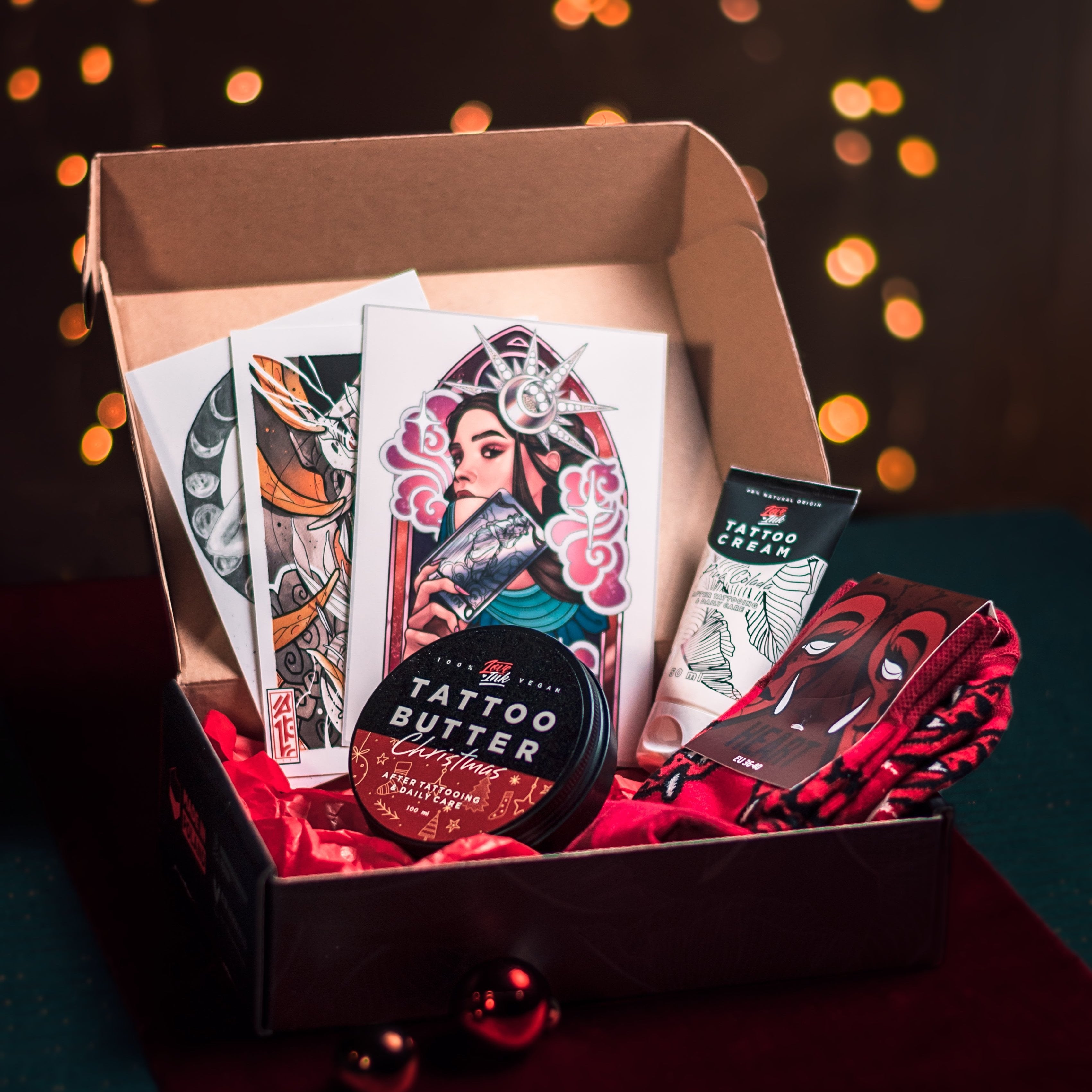 Zestaw prezentowy: Tattoo Butter Christmas + Tattoo Cream + Skarpetki