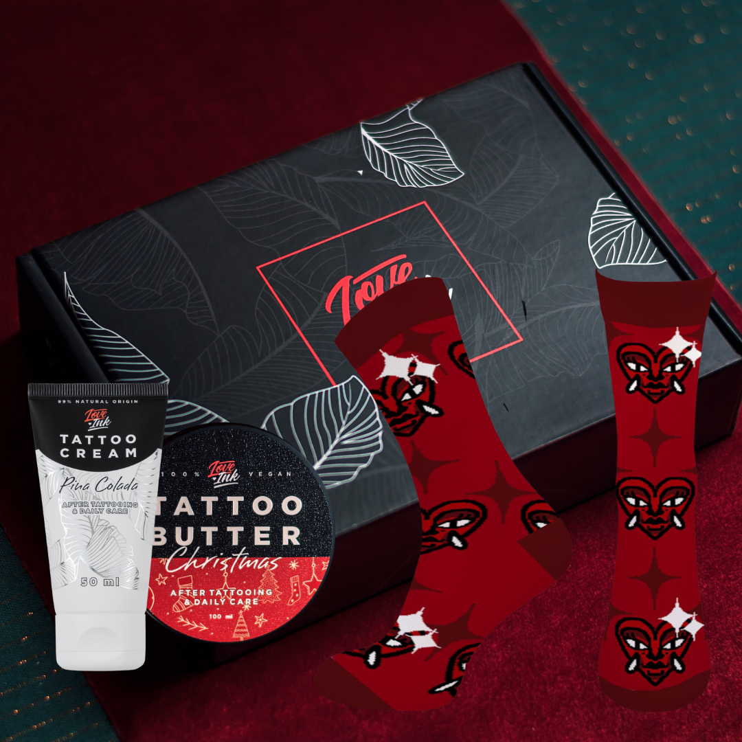 Zestaw prezentowy: Tattoo Butter Christmas + Tattoo Cream + Skarpetki