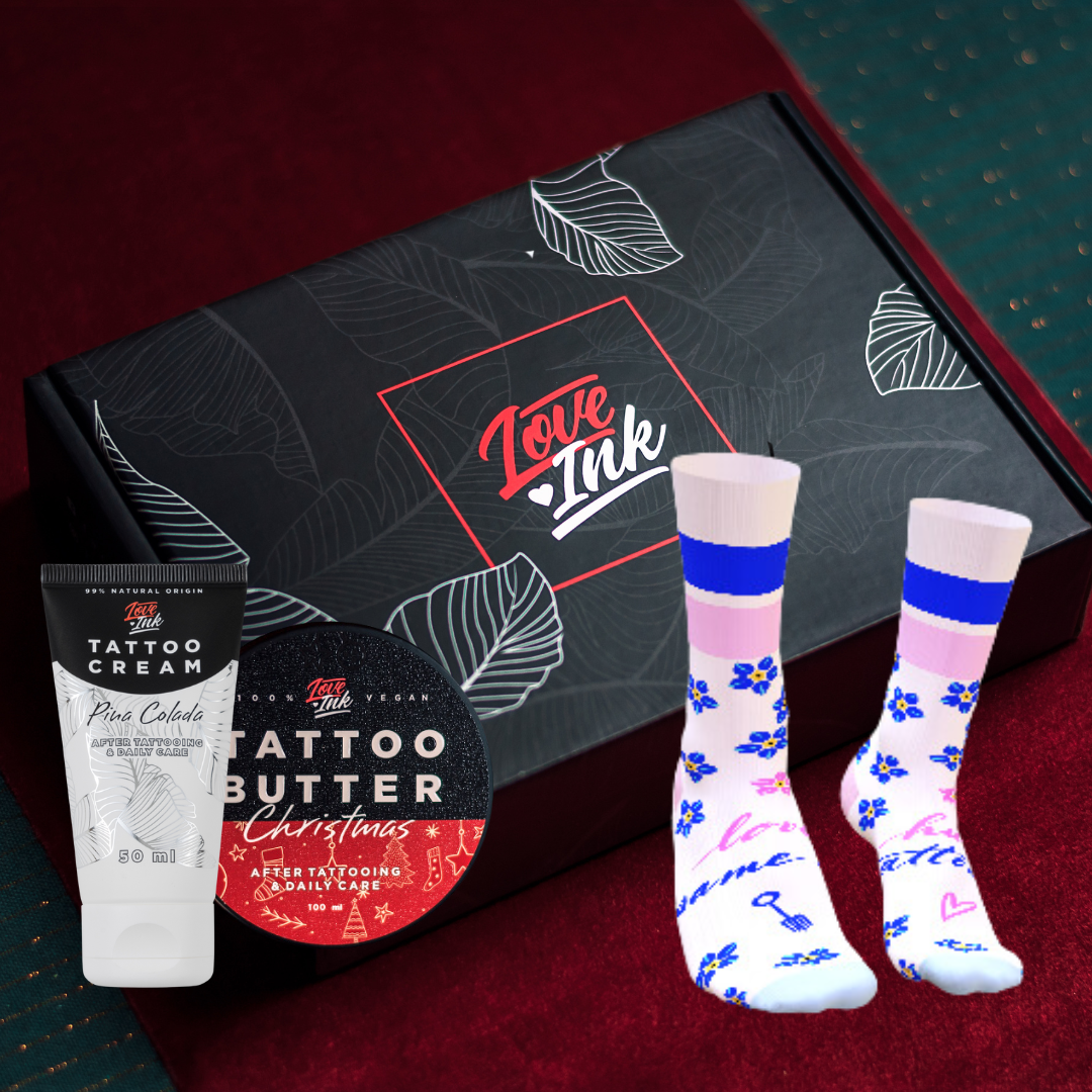 Zestaw prezentowy: Tattoo Butter Christmas + Tattoo Cream + Skarpetki