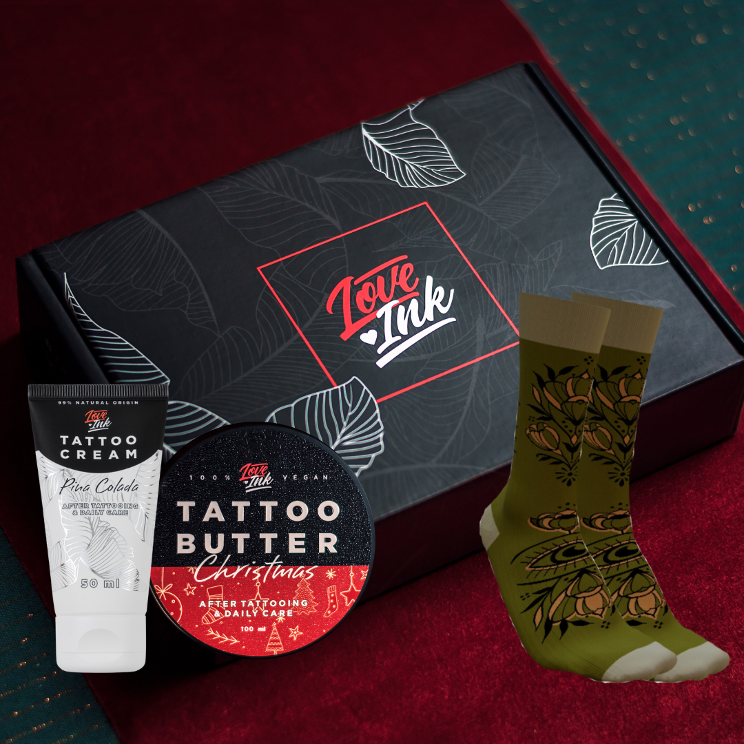 Zestaw prezentowy: Tattoo Butter Christmas + Tattoo Cream + Skarpetki