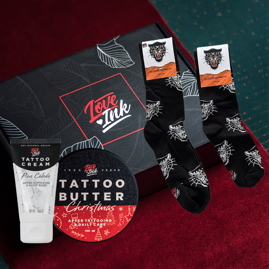 Zestaw prezentowy: Tattoo Butter Christmas + Tattoo Cream + Skarpetki