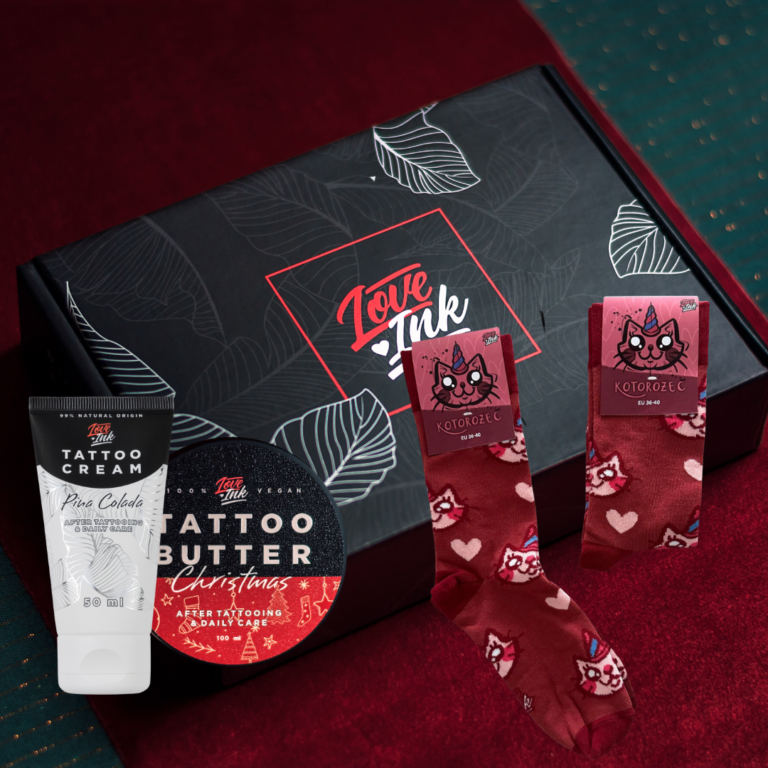 Zestaw prezentowy: Tattoo Butter Christmas + Tattoo Cream + Skarpetki