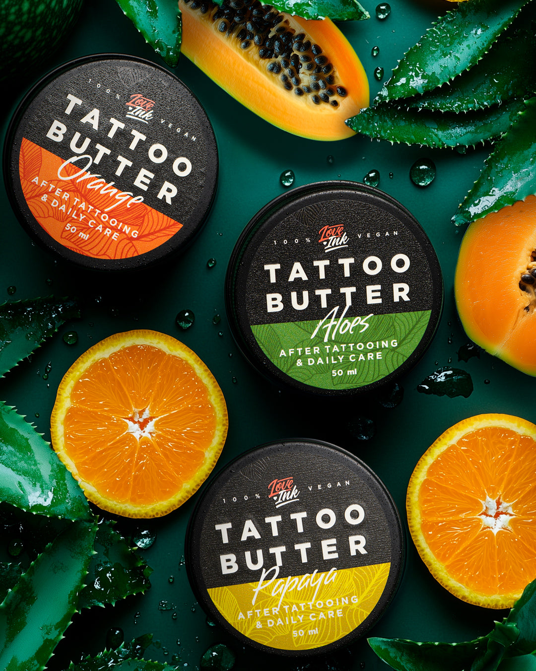 Zestaw Tattoo Butter 3 x 50 ml (Orange, Papaya, Aloes)