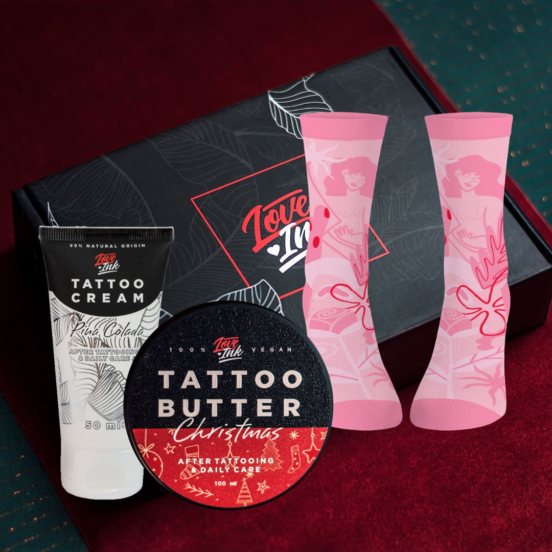 Zestaw prezentowy: Tattoo Butter Christmas + Tattoo Cream + Skarpetki